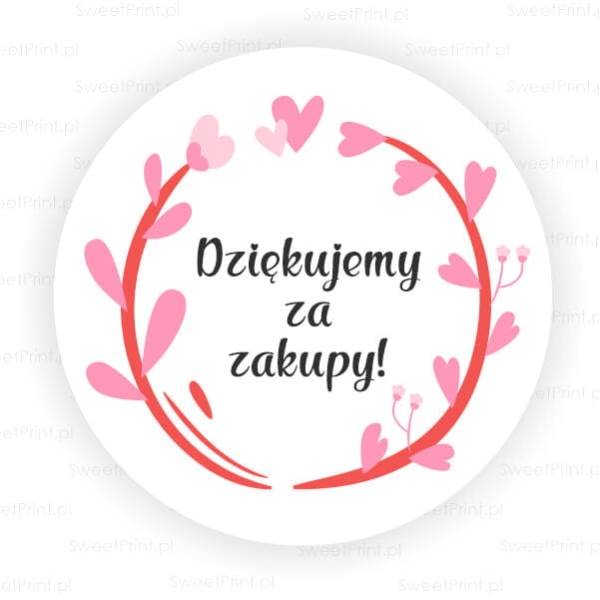 Naklejki z napisem Dziękujemy za zakupy i motywem serduszek - SweetPrint.pl