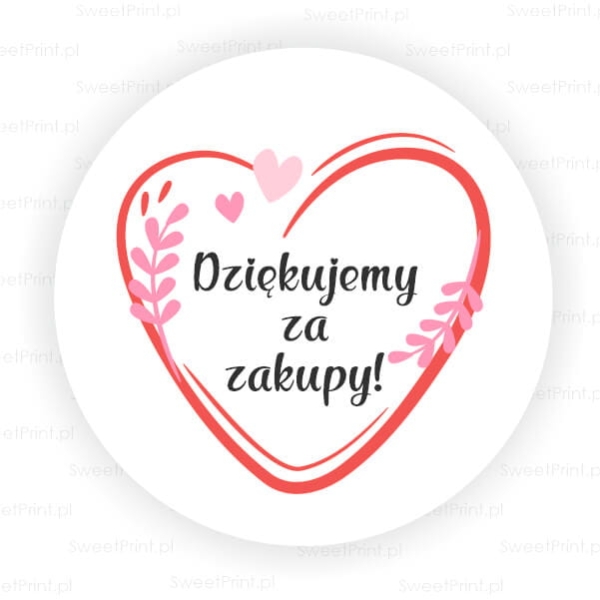 Naklejki z napisem Dziękujemy za zakupy i motywem serduszek - SweetPrint.pl