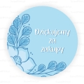 Niebieskie naklejki z roślinnym motywem i napisem Dziękujemy za zakupy - SweetPrint.pl