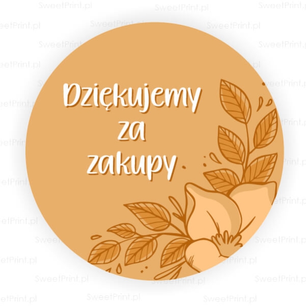 Naklejki z roślinnym motywem i napisem Dziękujemy za zakupy - SweetPrint.pl