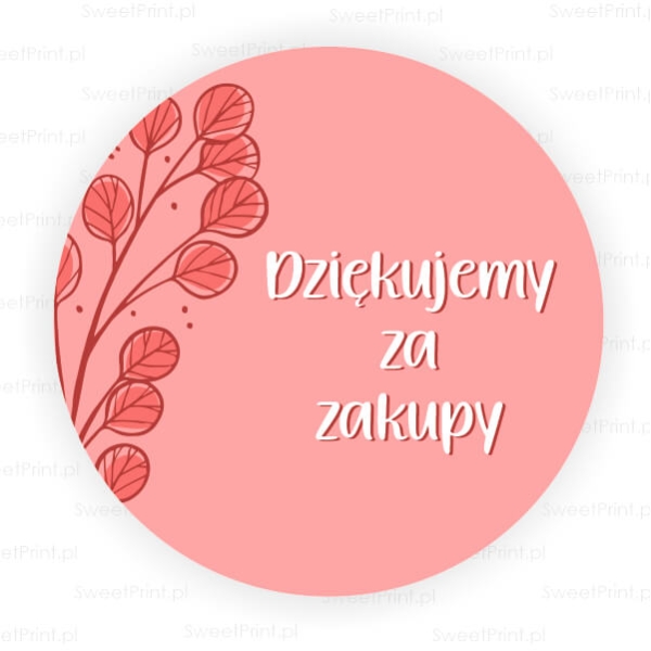 Naklejki z roślinnym motywem i napisem Dziękujemy za zakupy - SweetPrint.pl