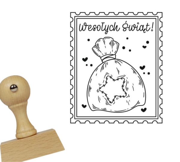 Stempel na Boże Narodzenie z workiem z prezentami - SweetPrint.pl