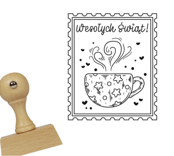 Stempel na Boże Narodzenie z filiżanką - SweetPrint.pl