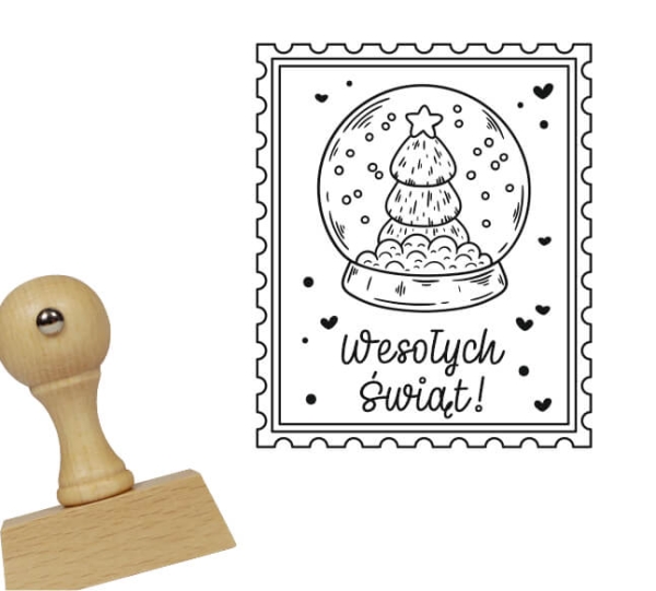 Stempel na Boże Narodzenie ze śnieżną kulą - SweetPrint.pl