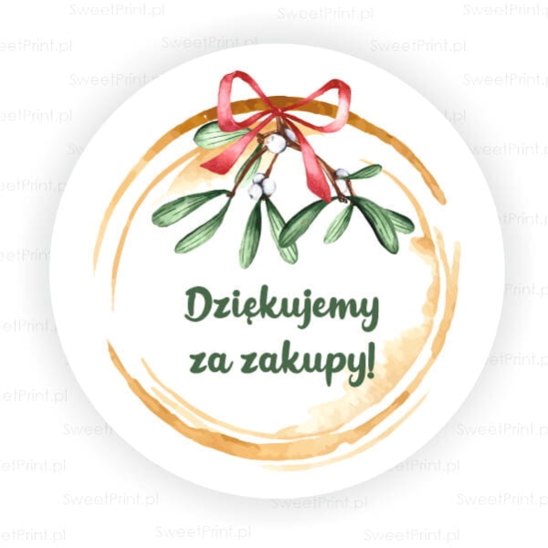 Naklejki świąteczne z napisem  Dziękujemy za zakupy - SweetPrint.pl