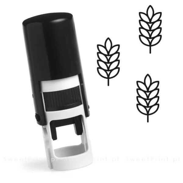 Okrągła pieczątka automatyczna ze znaczkiem w kształcie kłosa - pieczątka kłos - stempel kłos- SweetPrint.pl