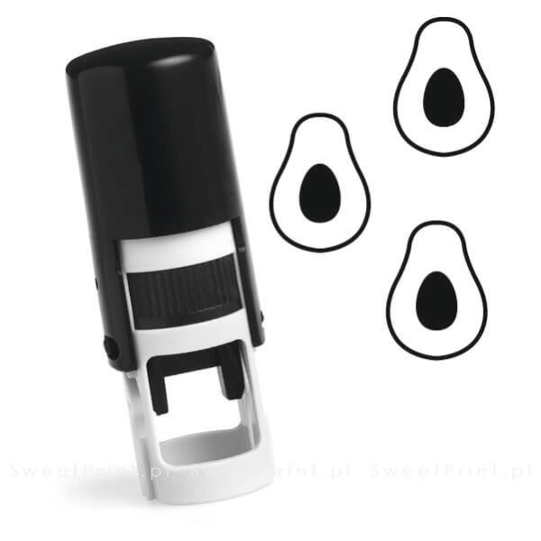 Okrągła pieczątka automatyczna ze znaczkiem w kształcie awokado - pieczątka awokado - stempel awokado - SweetPrint.pl