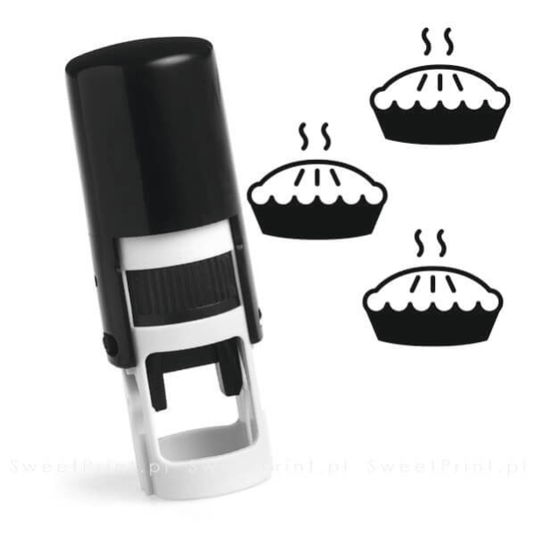 Okrągła pieczątka automatyczna ze znaczkiem w kształcie ciasta - pieczątka ciasto - stempel ciasto - SweetPrint.pl