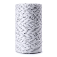 Sznurek bawełniany BIAŁO - SREBRNY