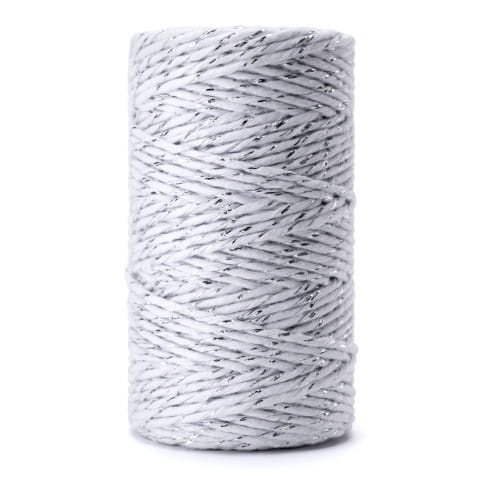 Sznurek ozdobny, bawełniany biało - srebrny - SweetPrint.pl