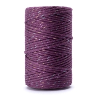 Sznurek bawełniany FIOLETOWY z kolorową nitką