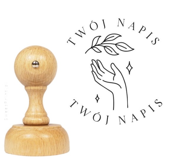 Personalizowany stempel z motywem dłoni i gałązki - SweetPrint.pl