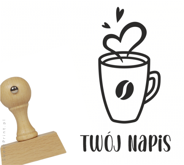 Personalizowany stempel z kubkiem i ziarenkiem kawy - SweetPrint.pl