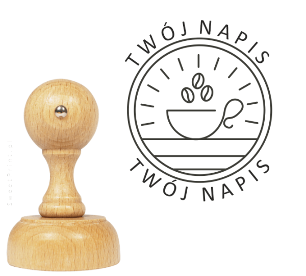 Personalizowany stempel z motywem kawy - stempel dla kawiarni - SweetPrint.pl