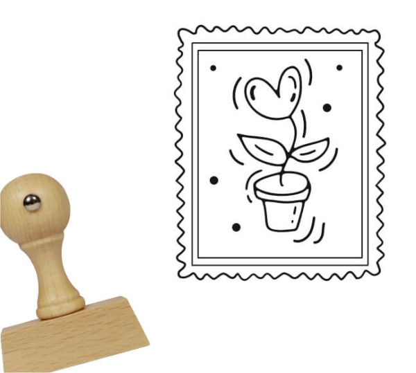 Drewniany stempel z miłosnym znaczkiem - stempel walentynkowy - SweetPrint.pl