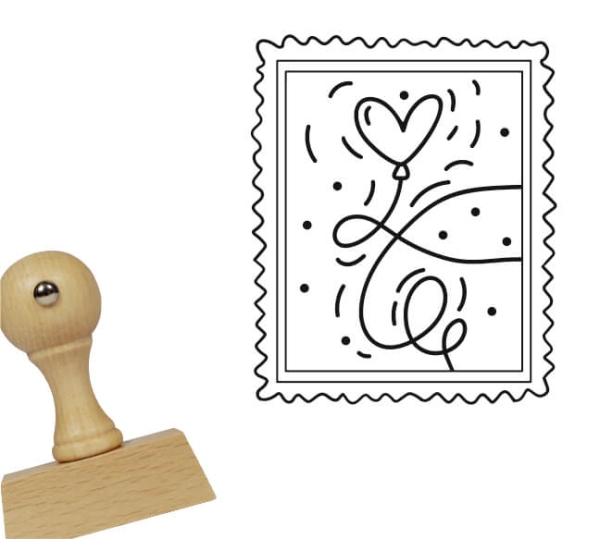 Drewniany stempel z miłosnym znaczkiem - pieczątka walentynkowa - SweetPrint.pl