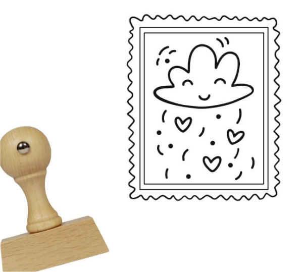 Drewniany stempel z miłosnym znaczkiem - pieczątka walentynkowa - SweetPrint.pl
