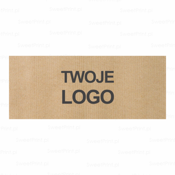 Prostokątna naklejka kraft 10x4 cm z logo – szeroka etykieta eko do opakowań