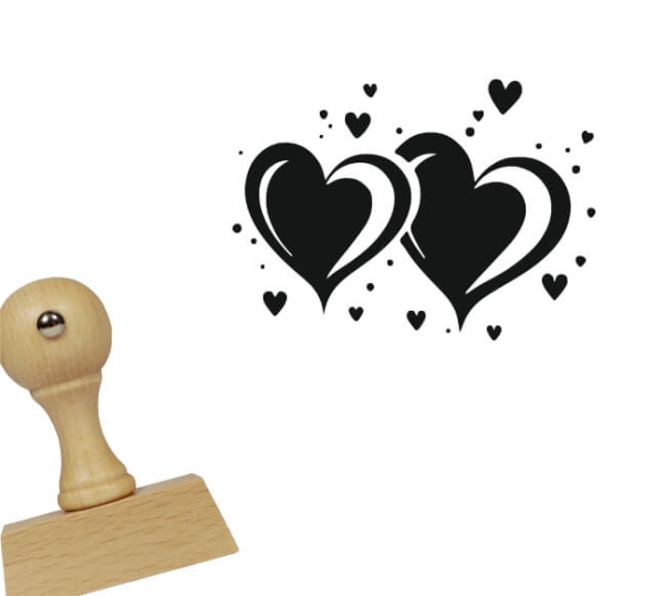 Drewniany stempel z serduszkami - SweetPrint.pl