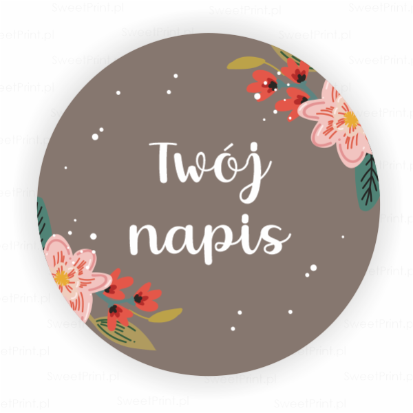 Personalizowane naklejki z kwiatowym motywem - SweetPrint.pl