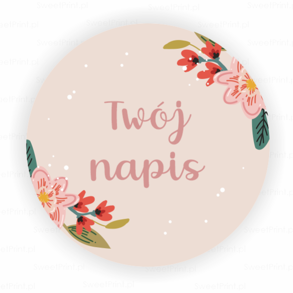 Personalizowane naklejki z kwiatowym motywem - SweetPrint.pl