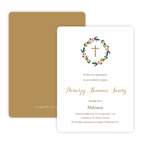 Stylowe zaproszenie na Pierwszą Komunię - SweetPrint.pl
