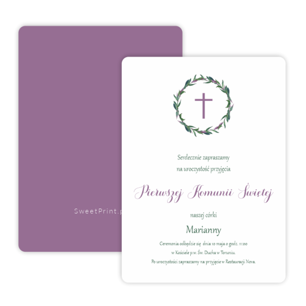 Stylowe zaproszenia na Pierwszą Komunię - SweetPrint.pl