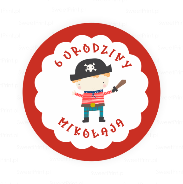 Personalizowane naklejki z piratem - SweetPrint.pl