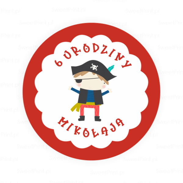 Personalizowane naklejki z piratem - SweetPrint.pl