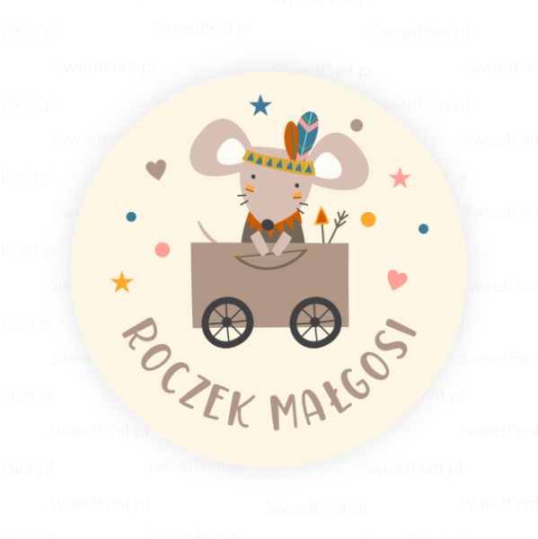Personalizowane naklejki dla dzieci  z myszką - SweetPrint.pl