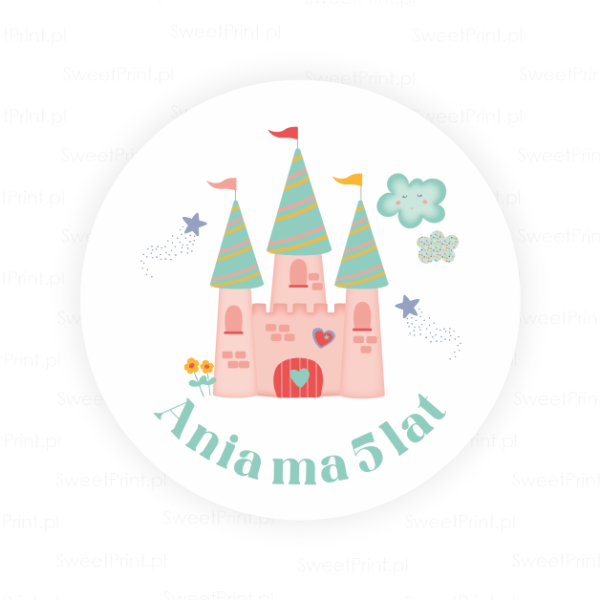 Personalizowane naklejki z zamkiem wróżki - SweetPrint.pl