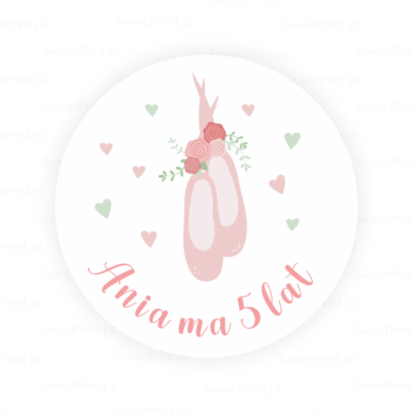 Personalizowane naklejki z butami baletnicy - SweetPrint.pl