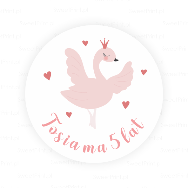 Personalizowane naklejki z łabędziem - SweetPrint.pl