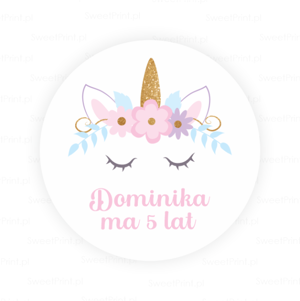 Personalizowane naklejki z jednorożcem - SweetPrint.pl