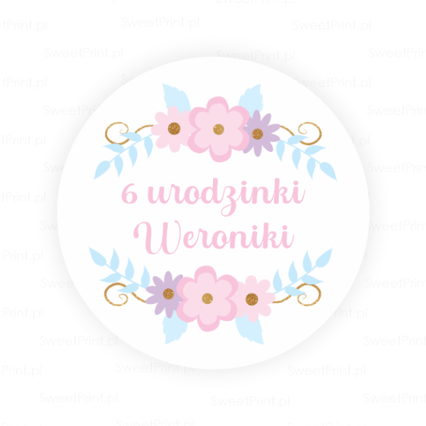 Personalizowane naklejki z kwiatami - SweetPrint.pl