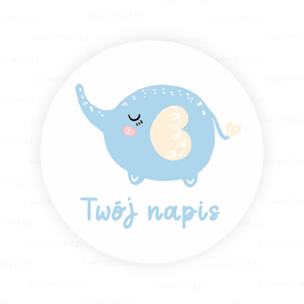 Personalizowane naklejki ze słonikiem - SweetPrint.pl
