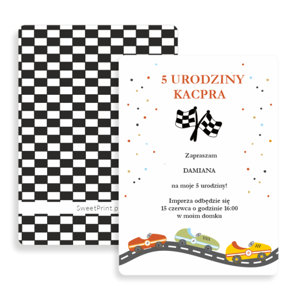 Zaproszenia z autami - SweetPrint.pl