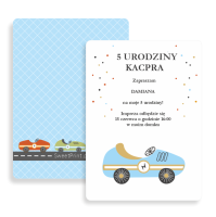 Personalizowane zaproszenia SAMOCHODY WYŚCIGOWE