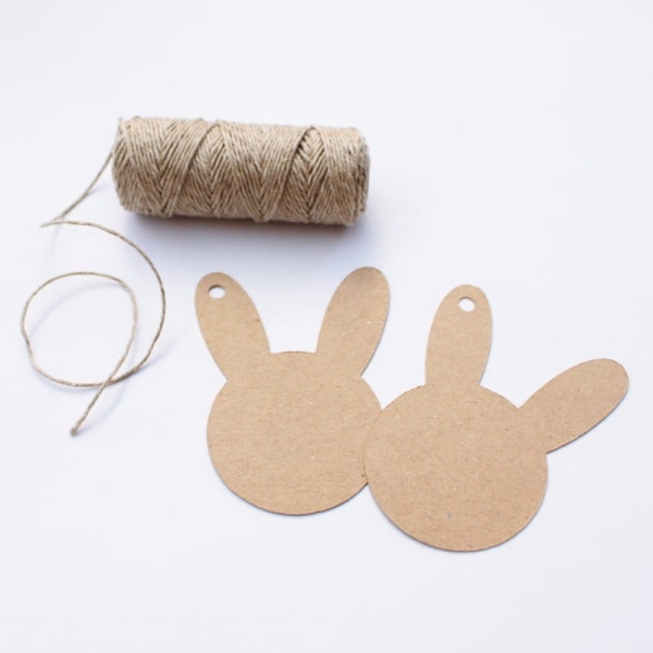 etykieta eko w kształcie królika,etykieta na wielkanocne prezenty, tagi królik