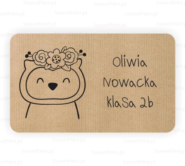 Naklejki szkolne z papieru kraft - z sową - SweetPrint.pl