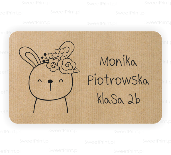 Naklejki szkolne z papieru kraft - z króliczkiem - SweetPrint.pl