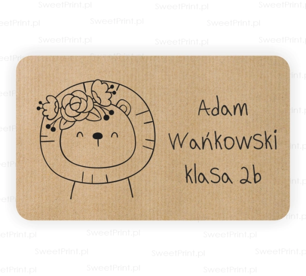 Naklejki szkolne z papieru kraft - z lwem - SweetPrint.pl