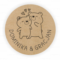 Personalizowane naklejki ślubne kraft  MISIE
