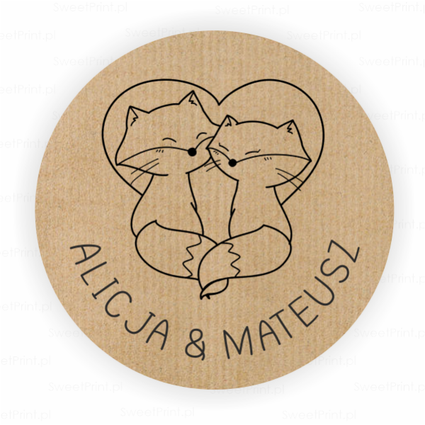 Personalizowane naklejki ślubne kraft - SweetPrint.pl