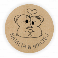 Personalizowane naklejki ślubne kraft  KOALA