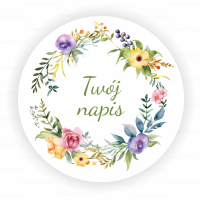 Personalizowane naklejki z kwiatowym wiankiem