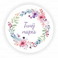 Personalizowane naklejki z kwiatowym wiankiem