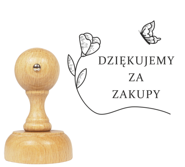Ozdobna pieczątka z napisem dziękujemy za zakupy - SweetPrint.pl