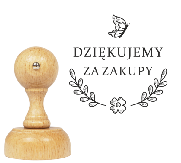 Ozdobna pieczątka z napisem dziękujemy za zakupy - SweetPrint.pl