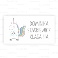 Naklejki szkolne JEDNOROŻEC - prostokątne